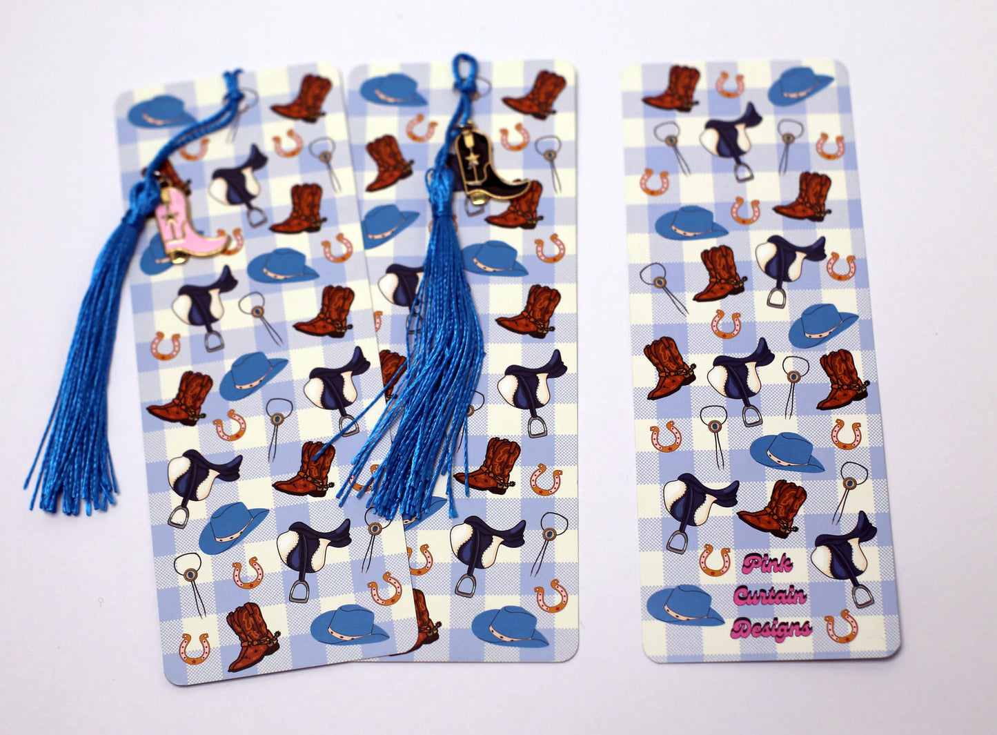 Cowboy Romance blue themed tassel bookmark