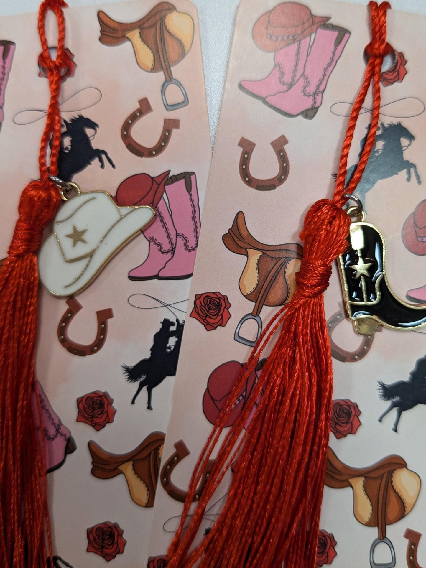 Cowboy Romance red themed Tassel Bookmark