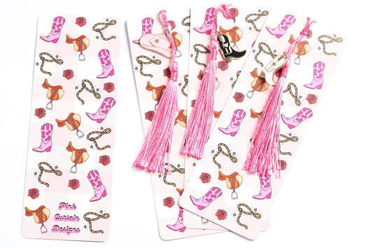 Cowboy Romance Pink themed Tassel Bookmark