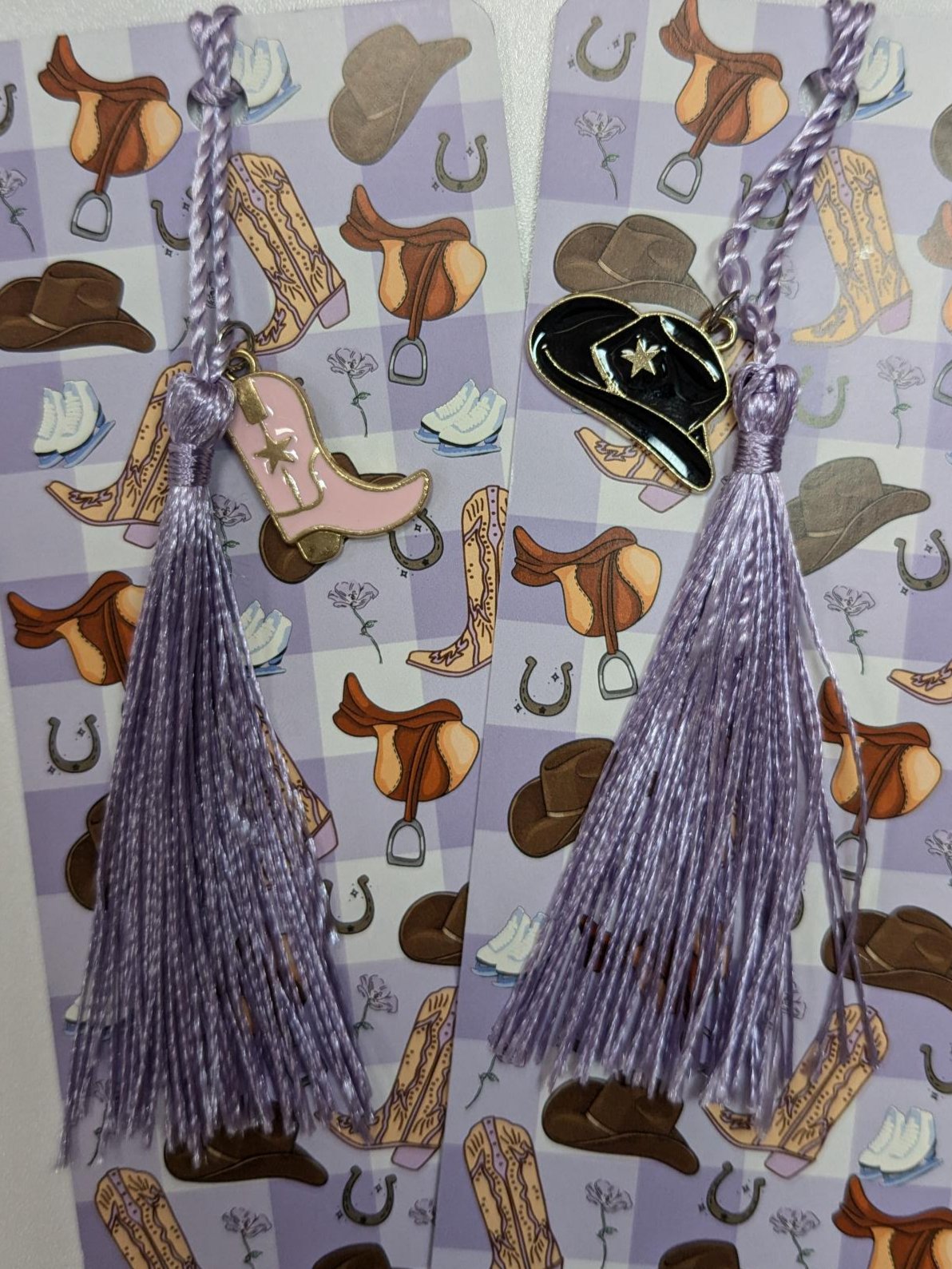 Cowboy Romance purple themed Tassel Bookmark